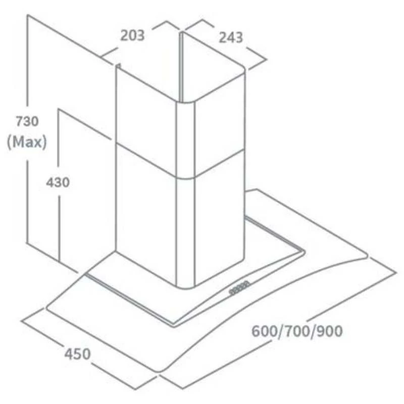 Prima 90cm Stainless Steel Curved Glass Chimney Hood - PRCGH012 2 Prima 90cm Stainless Steel Curved Glass Chimney Hood - PRCGH012 - Image 2