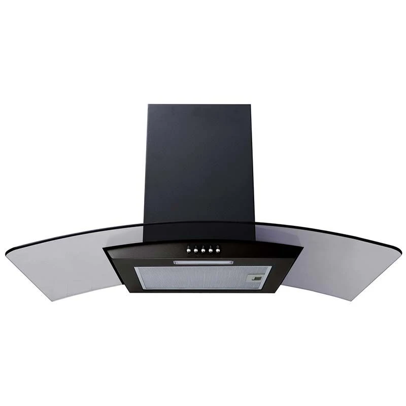 Prima 90cm Black Curved Glass Chimney Hood - PRCGH013 2 Prima 90cm Black Curved Glass Chimney Hood - PRCGH013 - Image 2