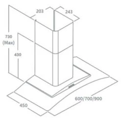 Prima 90cm Black Curved Glass Chimney Hood - PRCGH013 5 Prima 90cm Black Curved Glass Chimney Hood - PRCGH013 -Blanco Shop p r prcgh013 1