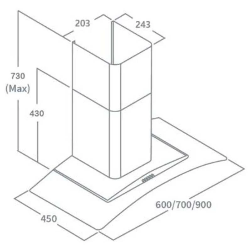 Prima 90cm Black Curved Glass Chimney Hood - PRCGH013 3 Prima 90cm Black Curved Glass Chimney Hood - PRCGH013 - Image 3