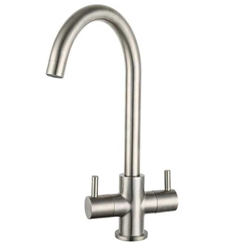 Prima Staten Swan Neck Dual Lever Mixer Tap - Brushed Steel - BPR2206 1 Prima Staten Swan Neck Dual Lever Mixer Tap - Brushed Steel - BPR2206