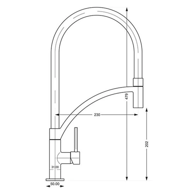 Prima+ Swan Neck Single Lever Mixer Tap With Pull Out Spray - Grey - BPR711 2 Prima+ Swan Neck Single Lever Mixer Tap With Pull Out Spray - Grey - BPR711 - Image 2