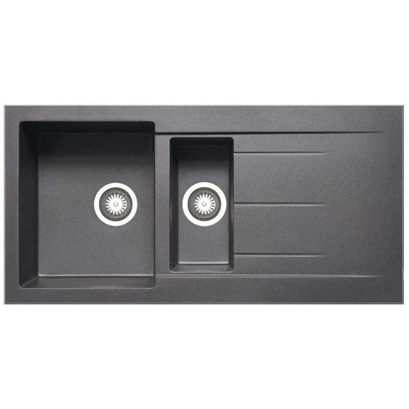 Prima+ 1.5 Bowl Granite Reversible Inset Sink With Drainer - Gun Metal - CPR324 1 Prima+ 1.5 Bowl Granite Reversible Inset Sink With Drainer - Gun Metal - CPR324