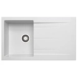 Prima+ 1 Bowl Granite Reversible Compact Inset Sink With Drainer - White - CPR345