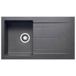 Prima+ 1 Bowl Granite Reversible Compact Inset Sink With Drainer - Gun Metal - CPR346
