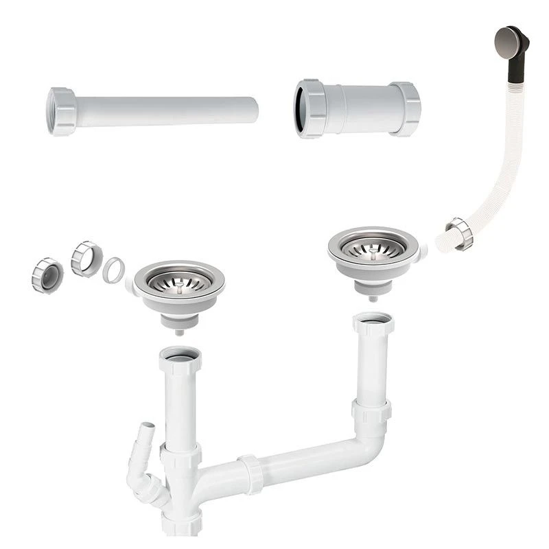 Villeroy & Boch Provence Standard Basket Strainer Waste 2 Bowl Sink - Chrome - PRO20VB2W 1 Villeroy & Boch Provence Standard Basket Strainer Waste 2 Bowl Sink - Chrome - PRO20VB2W