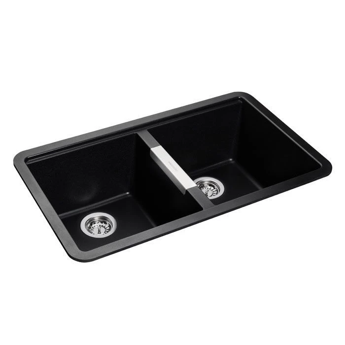 Rangemaster Paragon 2 Bowl Igneous Granite Kitchen Sink - Ash Black - PAR3641AS/ 2 Rangemaster Paragon 2 Bowl Igneous Granite Kitchen Sink - Ash Black - PAR3641AS/ - Image 2