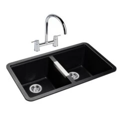 Rangemaster Paragon 2 Bowl Igneous Granite Kitchen Sink - Ash Black - PAR3641AS/ 5 Rangemaster Paragon 2 Bowl Igneous Granite Kitchen Sink - Ash Black - PAR3641AS/ -Blanco Shop par3641as 2