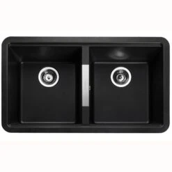 Rangemaster Paragon 2 Bowl Igneous Granite Kitchen Sink - Ash Black - PAR3641AS/