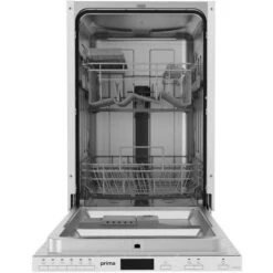 Prima F/I 10 Place Slimline Dishwasher - PRDW300 7 Prima F/I 10 Place Slimline Dishwasher - PRDW300 -Blanco Shop prima prdw300 upper and lower rack carts open front view