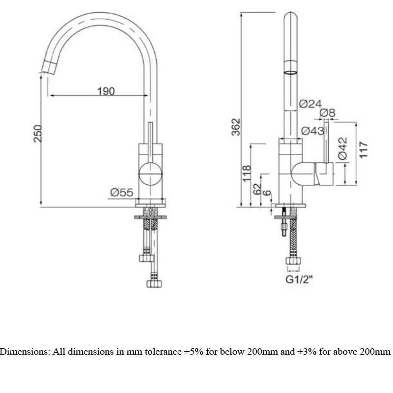 RAK Ceramics Round Kitchen Sink Mixer Tap Side Lever - RAKKIT004 2 RAK Ceramics Round Kitchen Sink Mixer Tap Side Lever - RAKKIT004 - Image 2