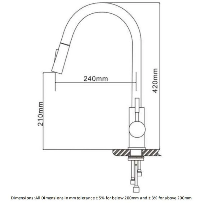 RAK Ceramics Prague One Touch Pull Out Kitchen Sink Mixer - Silver - RAKKIT017 2 RAK Ceramics Prague One Touch Pull Out Kitchen Sink Mixer - Silver - RAKKIT017 - Image 2