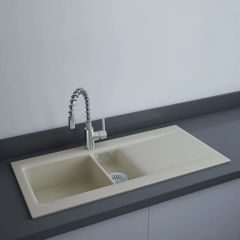 RAK Ceramics Dream 1 Slim 1.5 Bowl Kitchen Sink - Matt Greige - OC200NTSL505A 1 RAK Ceramics Dream 1 Slim 1.5 Bowl Kitchen Sink - Matt Greige - OC200NTSL505A