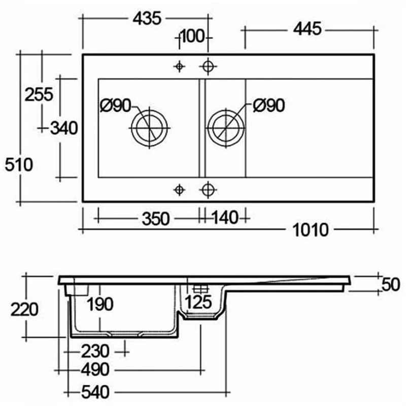 RAK Ceramics Dream 1 Slim 1.5 Bowl Kitchen Sink - Matt Greige - OC200NTSL505A 2 RAK Ceramics Dream 1 Slim 1.5 Bowl Kitchen Sink - Matt Greige - OC200NTSL505A - Image 2