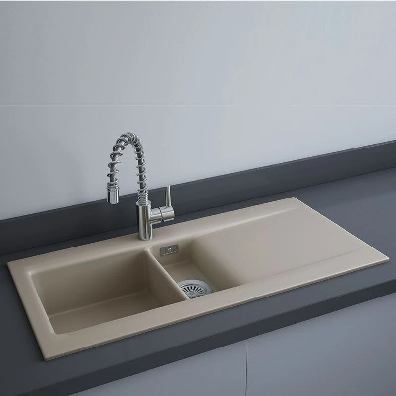 RAK Ceramics Dream 1 Slim 1.5 Bowl Kitchen Sink - Matt Cappuccino - OC200NTSL514A 1 RAK Ceramics Dream 1 Slim 1.5 Bowl Kitchen Sink - Matt Cappuccino - OC200NTSL514A