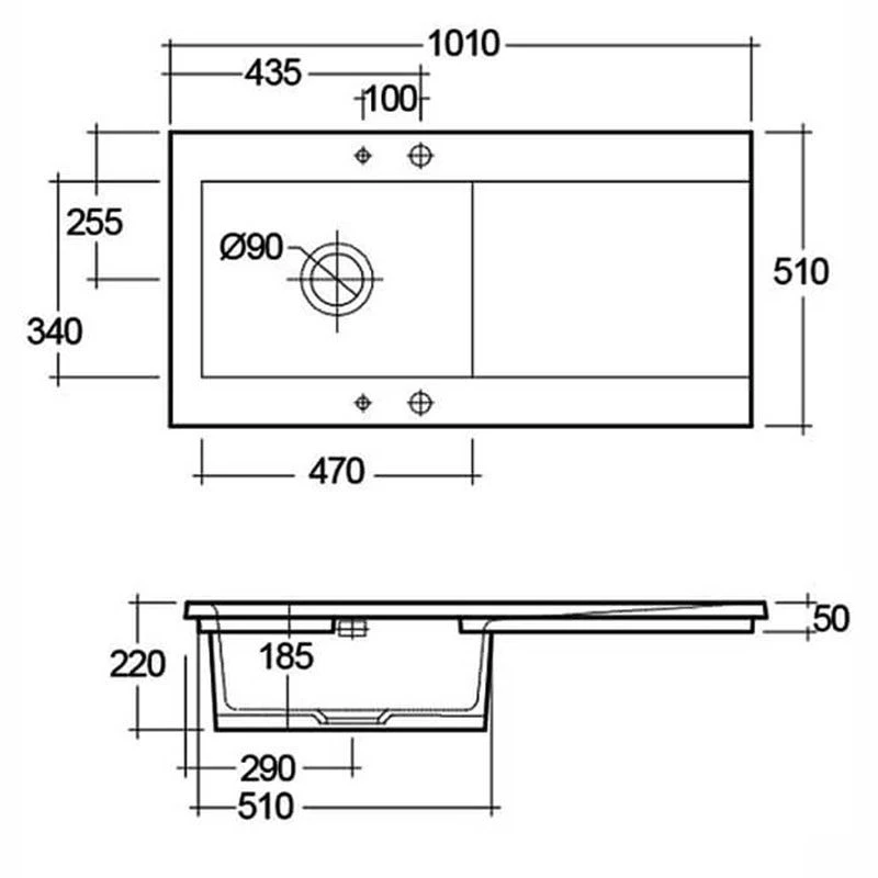 RAK Ceramics Dream 2 Slim Single Bowl Kitchen Sink - Matt Greige - OC201NTSL505A 2 RAK Ceramics Dream 2 Slim Single Bowl Kitchen Sink - Matt Greige - OC201NTSL505A - Image 2