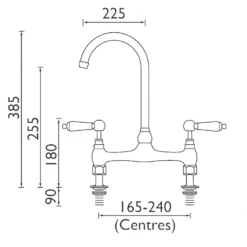Bristan Renaissance Deck Sink Mixer, Brushed Nickel - RS DSM BN