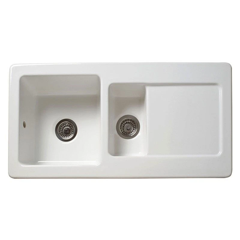 Reginox Regi-Ceramic 1.5 Bowl Kitchen Sink - White - RL 501 CW 1 Reginox Regi-Ceramic 1.5 Bowl Kitchen Sink - White - RL 501 CW