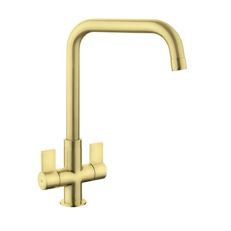 Rangemaster Aquaquad Dual Lever Monobloc Kitchen Tap - Brushed Brass - TAQ2BB/ 1 Rangemaster Aquaquad Dual Lever Monobloc Kitchen Tap - Brushed Brass - TAQ2BB/
