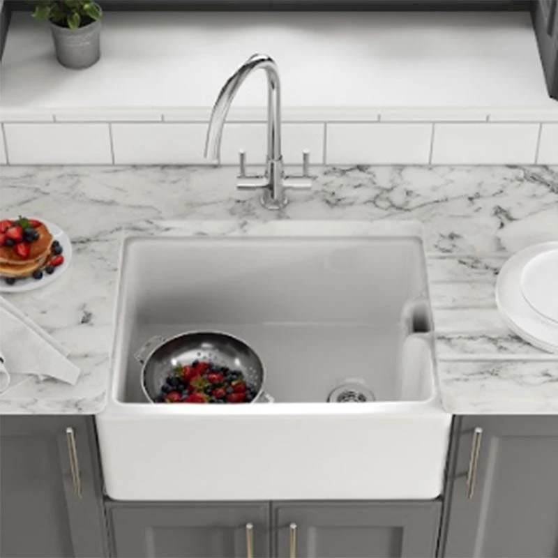 Thomas Denby 1 Bowl Ceramic Belfast Kitchen Sink - White - TBE600 2 Thomas Denby 1 Bowl Ceramic Belfast Kitchen Sink - White - TBE600 - Image 2