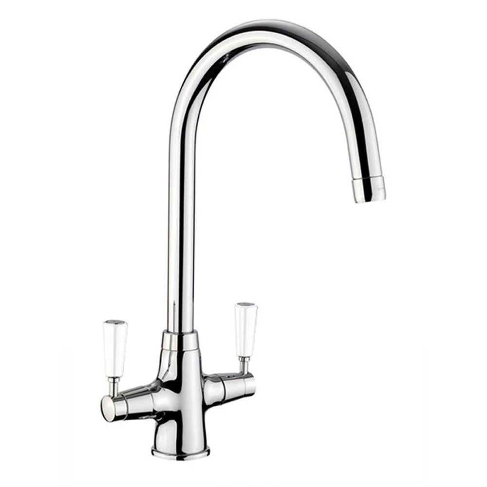 Rangemaster Aquaclassic 2 Dual Lever Monobloc Kitchen Tap - Chrome / White - TAC2CM/WH 1 Rangemaster Aquaclassic 2 Dual Lever Monobloc Kitchen Tap - Chrome / White - TAC2CM/WH