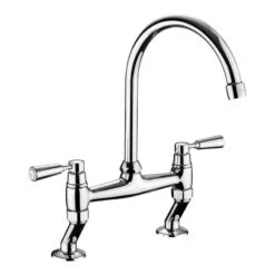 Rangemaster Belfast Bridge Traditional Dual Lever Kitchen Tap - Chrome / Chrome - TBL3CM/CM