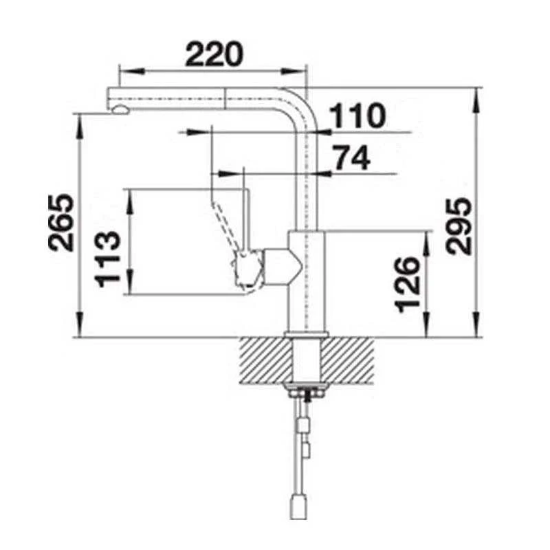 Blanco LANORA-S Single Lever Mixer Tap High Pressure - Brushed Stainless Steel - 523123 3 Blanco LANORA-S Single Lever Mixer Tap High Pressure - Brushed Stainless Steel - 523123 - Image 3