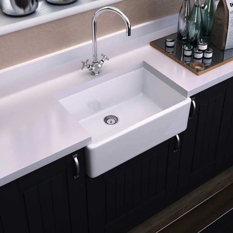 Thomas Denby Legacy 1 Bowl Ceramic Kitchen Sink - White - LEG600 1 Thomas Denby Legacy 1 Bowl Ceramic Kitchen Sink - White - LEG600
