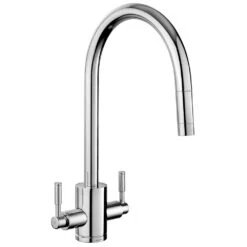 Rangemaster Aquatrend Dual Lever Pull-Out Spout Kitchen Tap - Chrome - TRE1POCM/