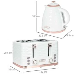 HOMCOM 1600W 1.7 Litre Rapid Boil Kettle & Toaster Set - Cream - 800-162V70CW -Blanco Shop uvwa12188f7dcb2bb.jpg