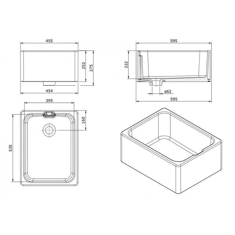 Thomas Denby Vintage 1 Bowl Ceramic Belfast Kitchen Sink - Anthracite - VIN600AN 2 Thomas Denby Vintage 1 Bowl Ceramic Belfast Kitchen Sink - Anthracite - VIN600AN - Image 2