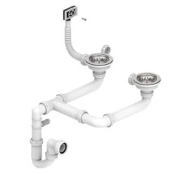 Leisure Basket Strainer Waste 89mm X2 With Plumbing Kit & Trap - WAST03/