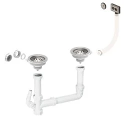 Thomas Denby 2 X 90mm Kitchen Sink Wastes With Universal Overflows - WKIT2