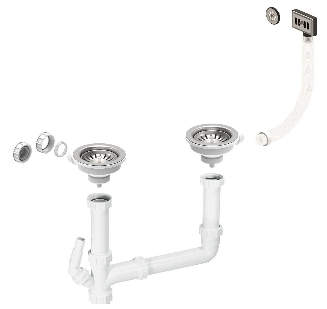 Thomas Denby 2 X 90mm Kitchen Sink Wastes With Universal Overflows - WKIT2 1 Thomas Denby 2 X 90mm Kitchen Sink Wastes With Universal Overflows - WKIT2