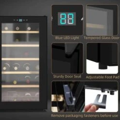 HOMCOM 24 Bottles Wine Cooler With Touch Screen Control - Black - 800-150V70 -Blanco Shop zw0d7218a831ce8b5.jpg